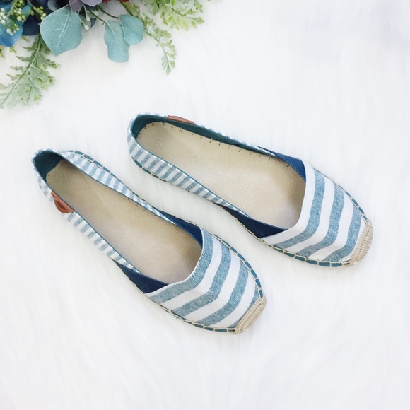 Sperry Shoes - Sperry Blue White Striped Espadrilles Flats SZ 7